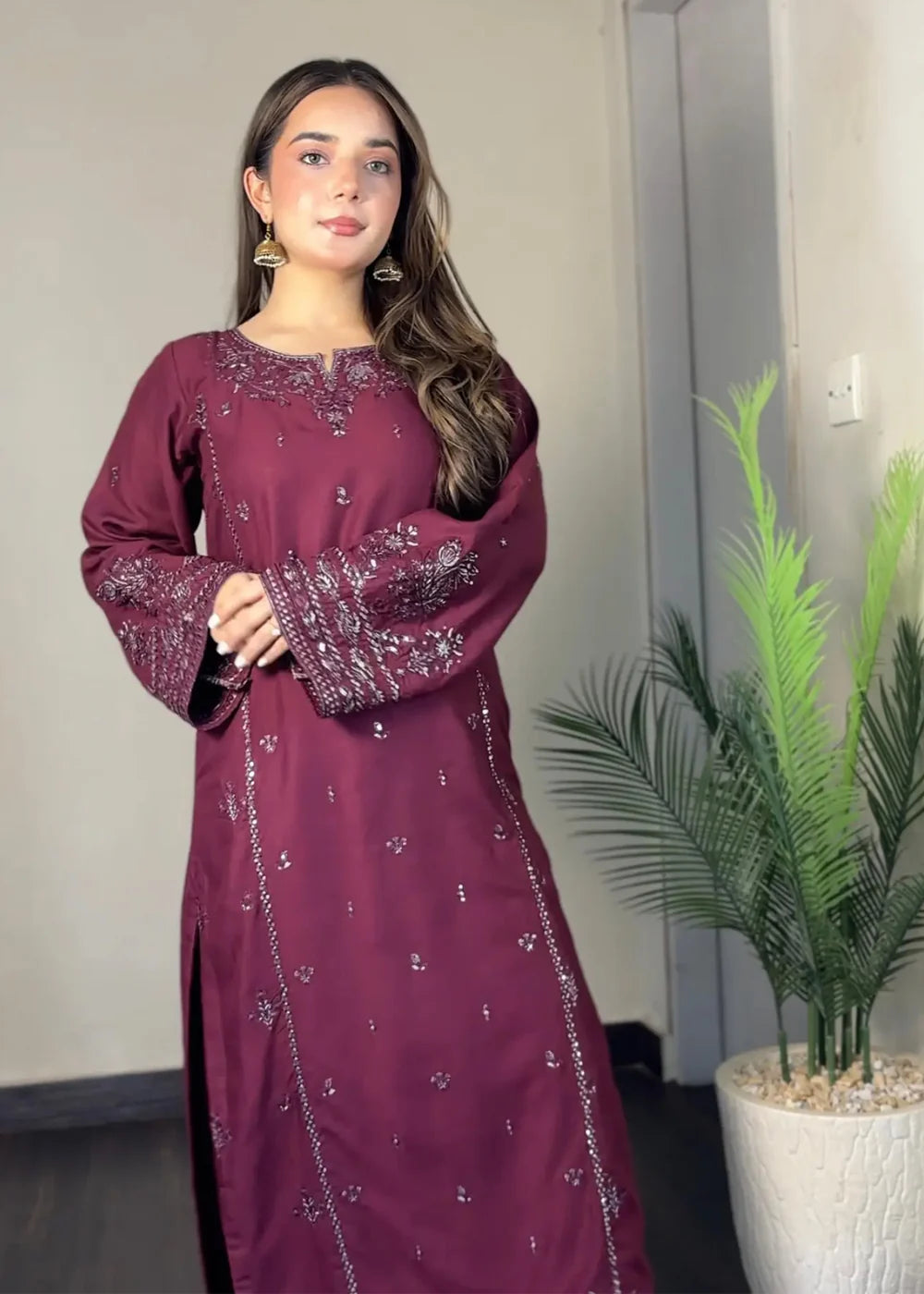 LARA EMBROIDERED 2PCS - PLUM