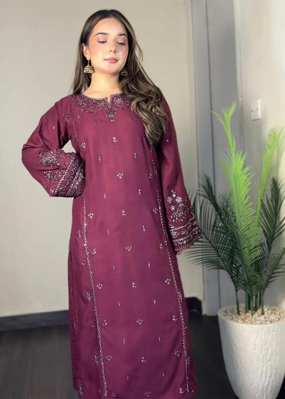 LARA EMBROIDERED 2PCS - PLUM