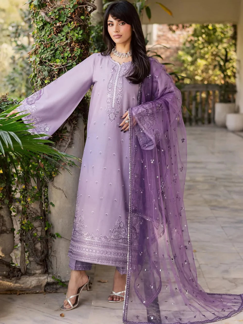 Lavender   Embroidered   3pc