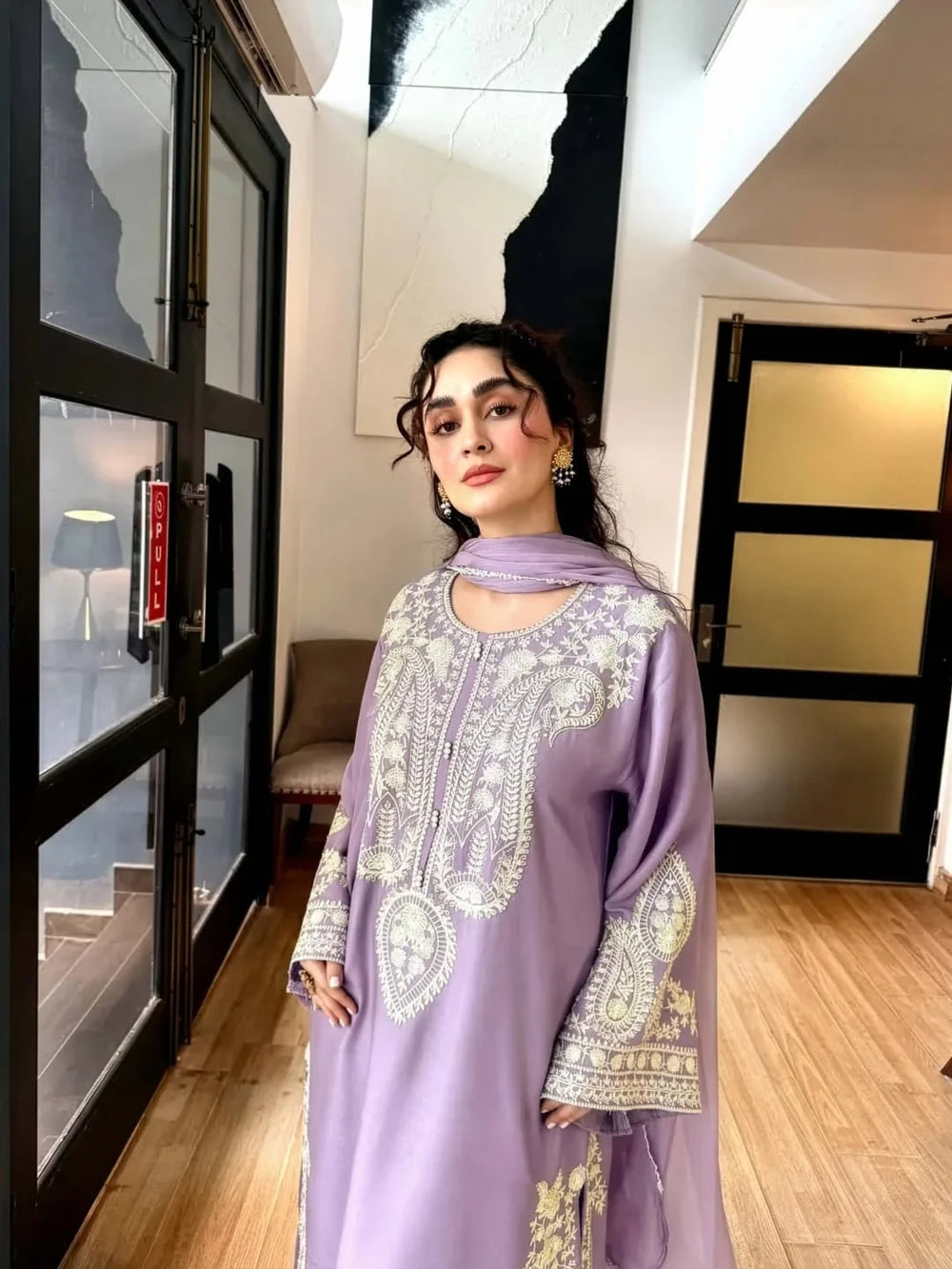 Afreen Purple Embroidered 3pc