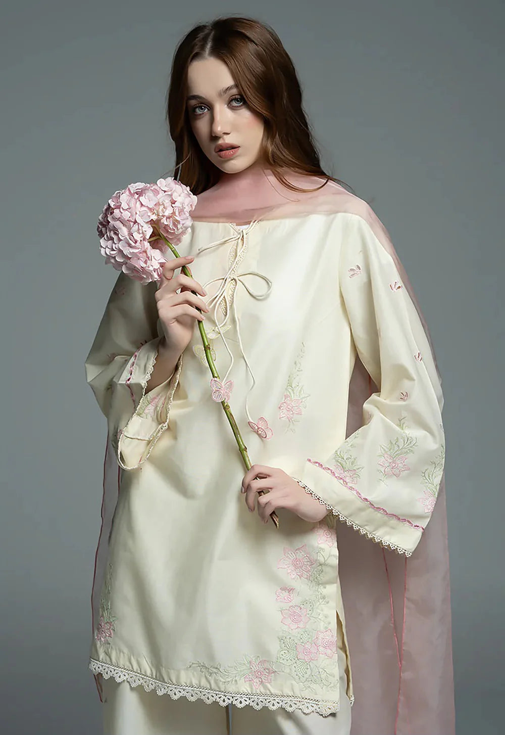 Amora   White   Embroidered   3pc