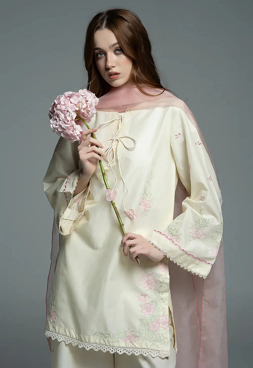 Amora   White   Embroidered   3pc