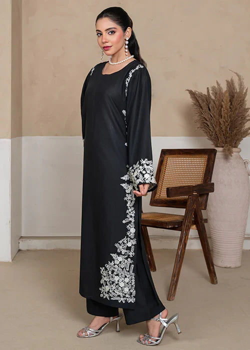 BLACK MARGARITA EMBROIDERED 2PCS