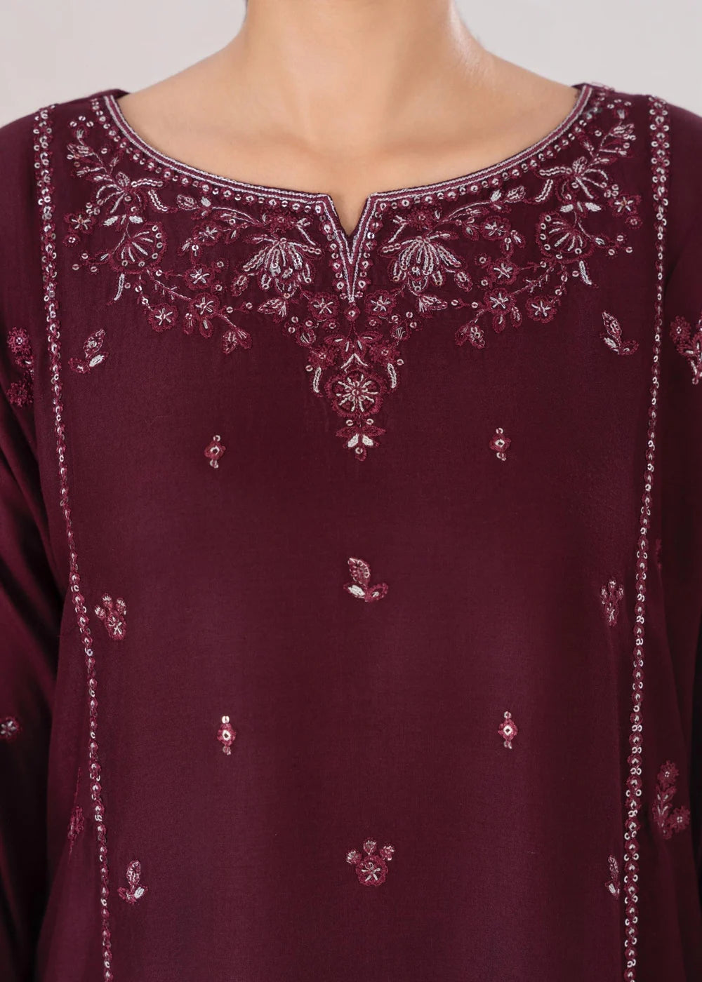 LARA EMBROIDERED 2PCS - PLUM