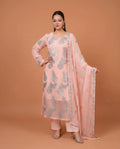 Zirwah  Peach  Embroidered  3pc